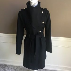 Guess black wool blend coat.